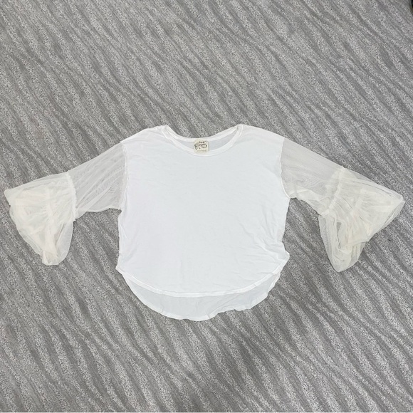 Free People Ladybug Mesh Flutter Sleeve Top Sz S - Picture 1 of 4